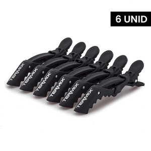 Termix set de 6 pinzas de cabello soft touch en color negro