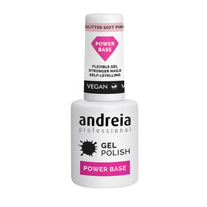 Andreia Power Base Glitter Soft Pink base flexible de alta viscosidad