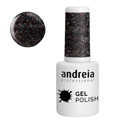 Andreia Gel Polish 244 Esmalte de uñas en gel Negro con brillo multicolor