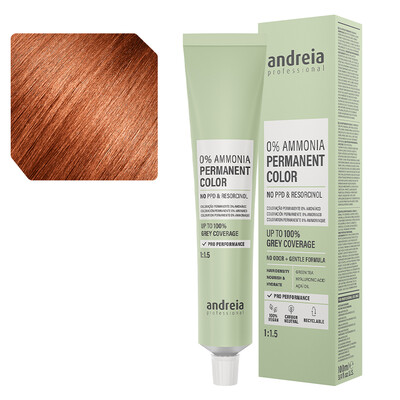 Andreia Coloración Permanente 0% amoniaco 7.43 rubio medio cobre dorado