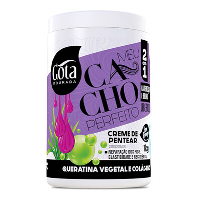 GOTA DOURADA MEU CACHO PERFEITO CREME PENTEAR QUERATINA VEGETAL E COLAGÉNIO