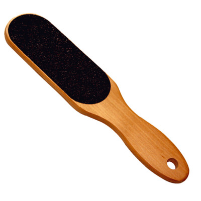 DOUBLE SIDED PEDICURE FILE WITH WIDE WOODEN HANDLE 