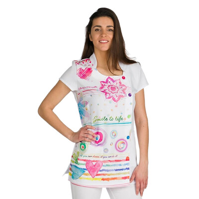 LACLA Tunique Blanche Imprimé Cœurs