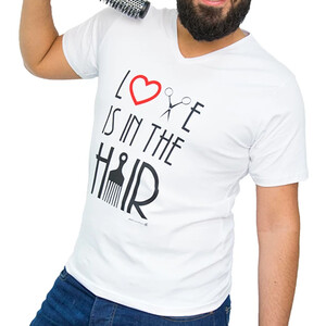 T-SHIRT BRANCA HOMEM - LOVE IS IN THE HAIR